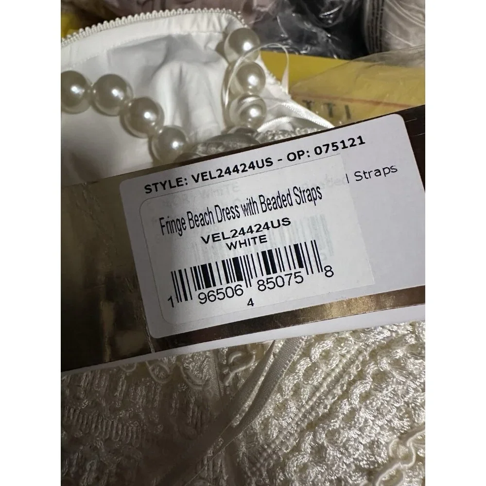 PatBO All-over Fringe Sleeveless Maxi Dress in White - Picture 5 of 8